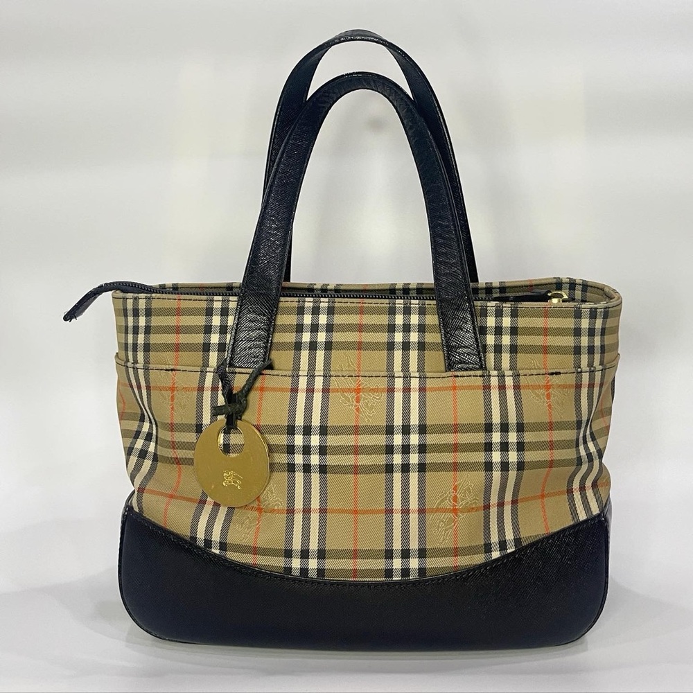 Auth Vintage Burberry House Check Hand Bag Purse